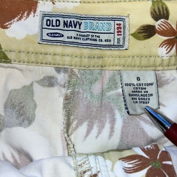 Old Navy Womens Floral Skort Size 0 Tropical Hawaiian Pattern Beige Cotton Summe - Picture 3 of 9